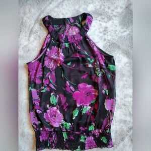Maurices Black Sleeveless Top w/floral design Size Large